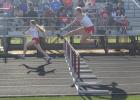 Kinlsey Jackson takes sixth place in the JV girls 100m hurdles at the district track meet in Fairfield with a time of 23.719. Photo by Mitchell Pate/Groesbeck Journal